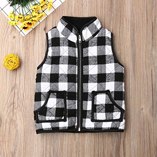 FYBITBO Kids Toddler Girls Winter Clothes Buffalo Plaid Vest Jacket Puffer Quilted Gilet Coats Christmas Zipper Warm Outwear2