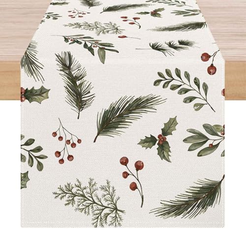 ViaElayu Tischläufer Weihnachten Weihnachtsdeko Tisch Läufer Beige...