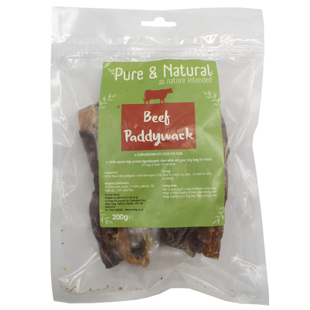 Pure & Natural Dog Treats Beef Neck Paddywack 12cm 200gm