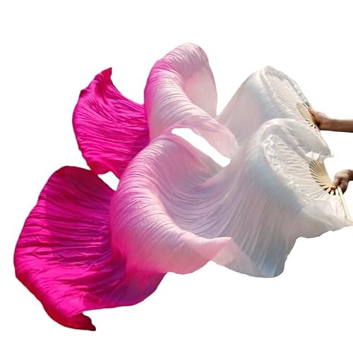 DMLAYHP Belly Dance Fan Silk Veils Dance Fans Pair Of Belly Dancing(10,120cm)