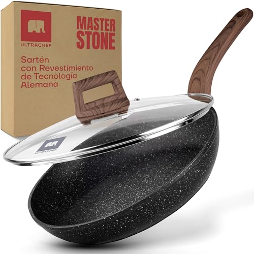 La mejor selección de Juego rojo negro Top 5. 44 ULTRACHEF Sarten De Aluminio Con Tapa De Vidrio Ultrachef Master Stone Gris 20 cm