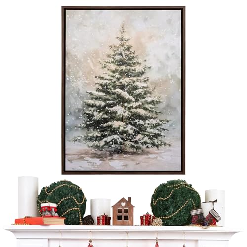 Peintures encadrées scène d'hiver tableau arbre et neige salon
