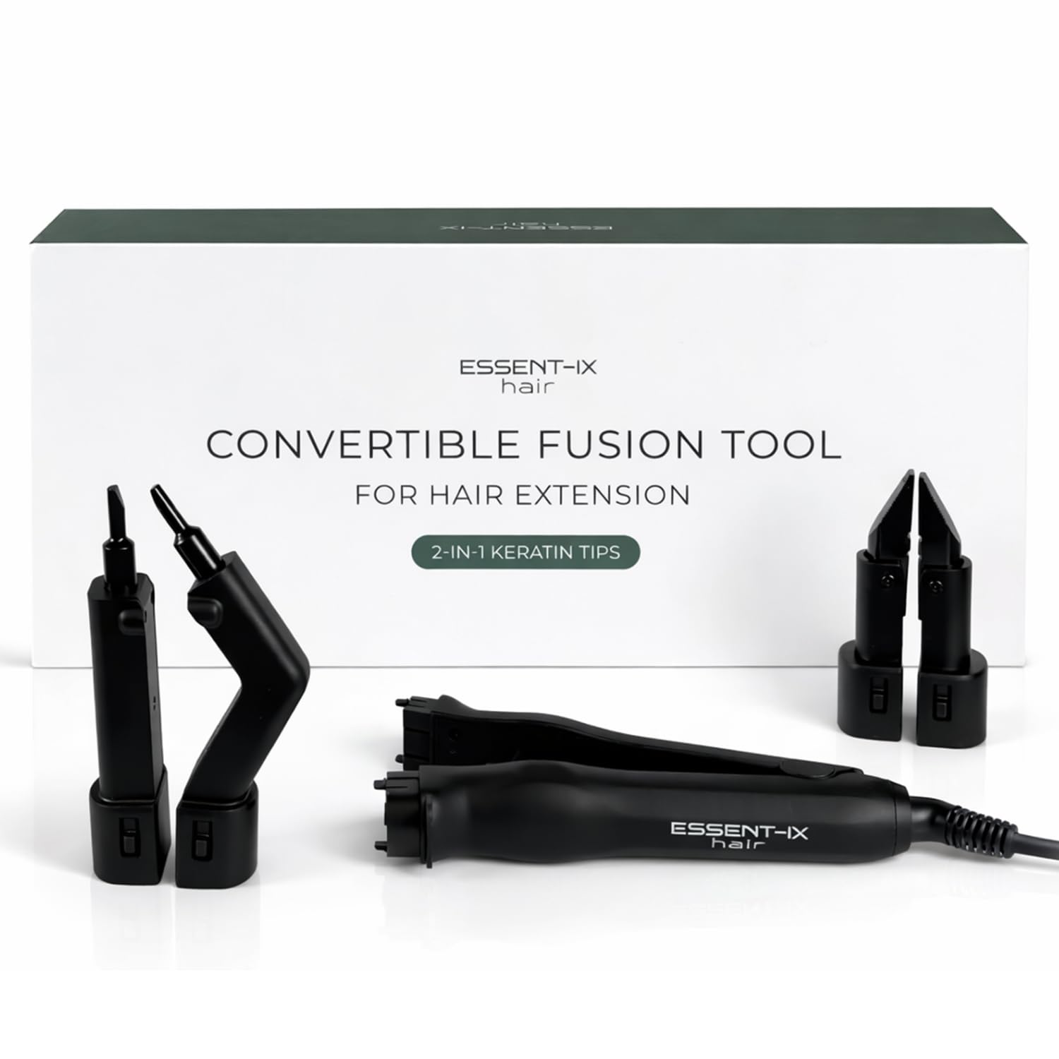 PROFESSIONAL KERATIN FUSION TOOL FOR HAIR EXTENSIONS, 2-IN-1 CONVERTIBLE IRON WITH PRECISION TIP AND BONDING & REPAIR TIP