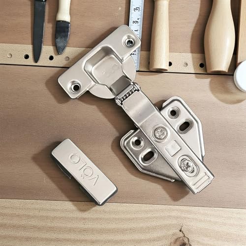 Image of VOLO Cabinet Hinges, Set of 1 (2 Pieces) for Furniture, Wardrobes, Doors, and Storage Units | (2D Soft Close (Mild Steel), 0 Crank | Full Overlay)