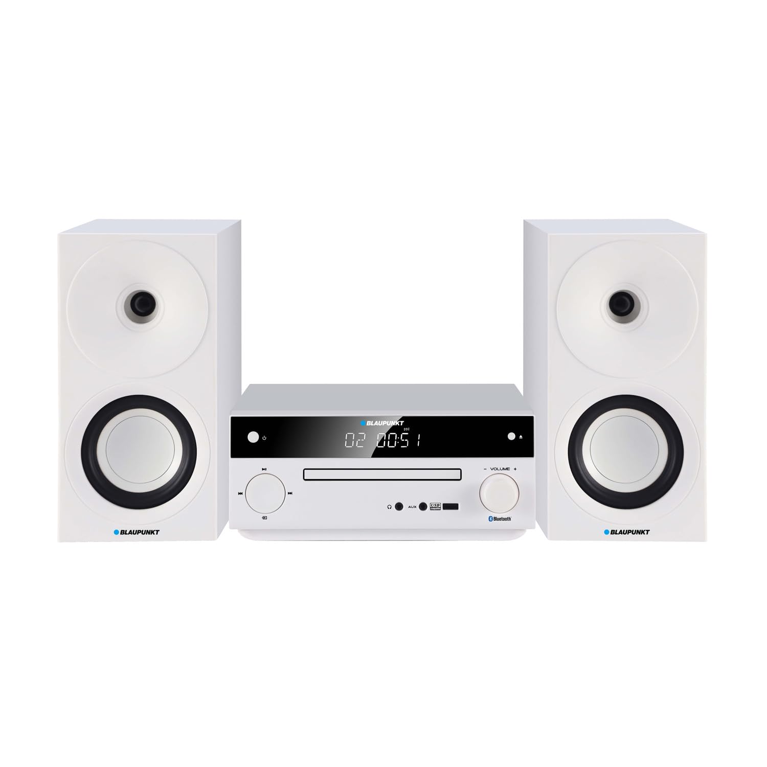 Blaupunkt MS30.02BT micro impianto stereo Bluetooth HDMI ARC | Ottico USB AUX Radio FM CD 150 W RMS Sveglia telecomando altoparlante basso Reflex (bianco)
