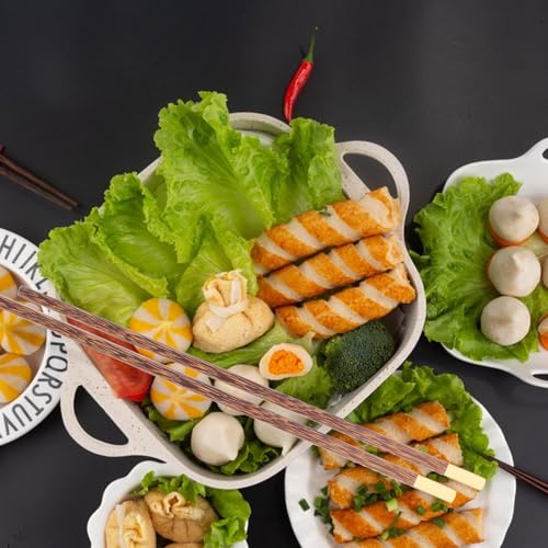 ZUNOXAZ 5組 銅頭付き鶏翅木製 ロング調理用箸膳 揚げ物 炒め物 焼肉 鍋料理に 耐熱 再利用可能で手を火傷から保護する家 レストラン アウト