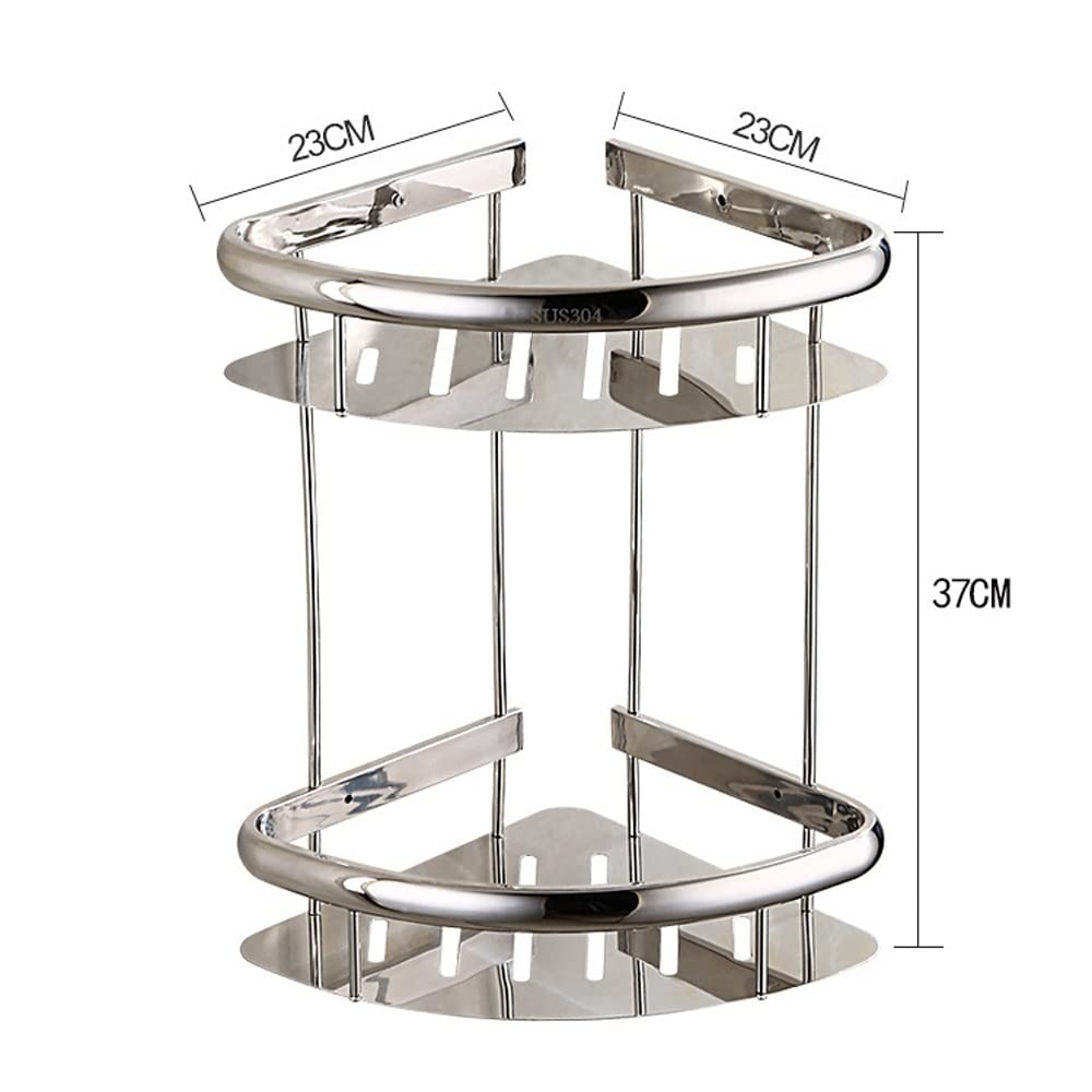 Estante de ducha esquinero de acero inoxidable 304 de 2 niveles, estante de baño montado en la pared, acabado pulido, almacenamiento para accesorios de baño, diseño que ahorra espacio