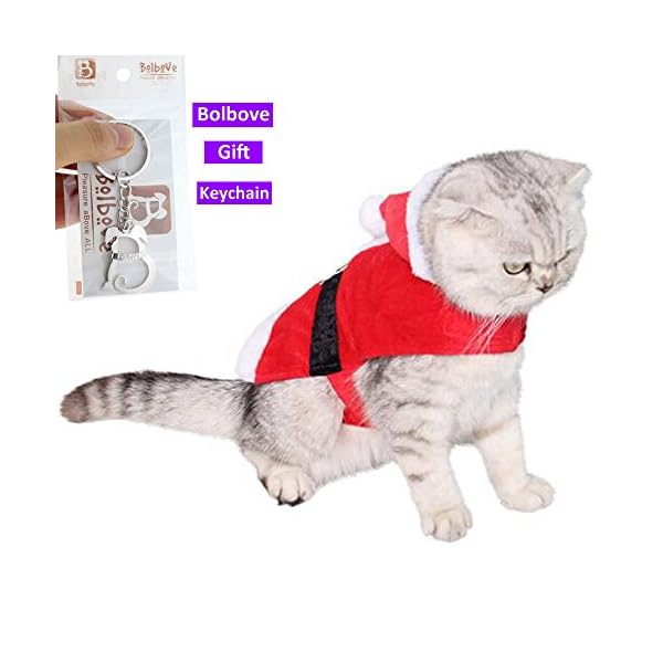 Bolbove pet christmas santa claus suit costume with hat for cats puppies - image 3