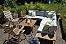 Produktbild Bomey Lounge Set I Gartenmöbel Orlando 4-Tlg I Edelstahlbeschichtete Alu Essgarnitur I Sitzgruppe im Teak Holzdekor + 2 Hochlehner + Tisch + Polster I Dining Lounge für Terrasse + Wintergarten I Beige