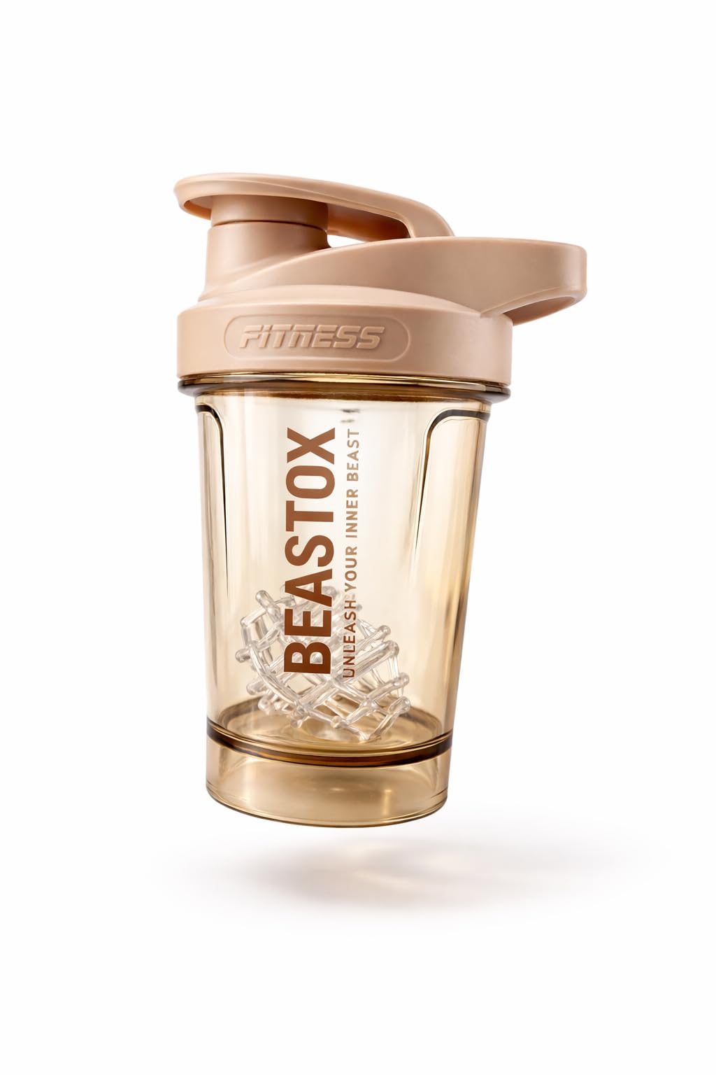 Fitness Shaker Bottle, 350ml, BPA Free, Leakproof, Clear with Beige Lid, Dishwasher Safe, Smooth Mixing Technology-picture-15