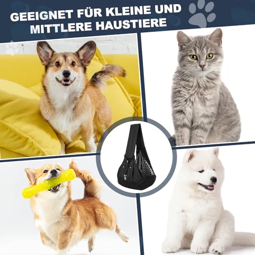 Partideal Hundetragetasche,Tragetasche Hund bis 7.5 kg,Hunde Tragetasche für Hunde und andere Haustiere Spaziergänge Aktivitäten(Schwarz)