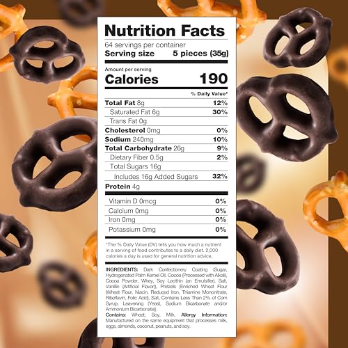 Chocolate Covered Pretzels - 5 Pound Pack - Dark Chocolate Pretzels for Office Bowls, Snacking, and Gifting - Sweet & Salty Snack - Crunchy Holiday Treat