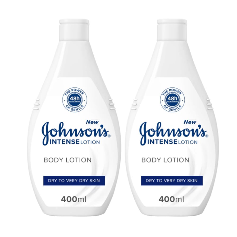 JOHNSON’S Intense Body Lotion, Dry to Very Dry Skin, Intense Nourishment, Fast Absorbing and Non-Greasy Formula, for all skin types, 400ml (Pack of 2)
