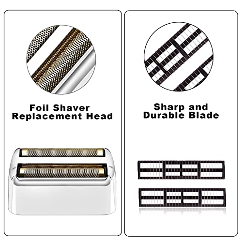 Replacment Foil and Cutter for Babyliss Pro MetalFX Double Foil Shavers Head，2 Count,Silver