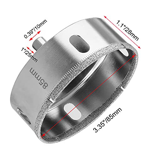 Image of Luomorgo 85mm /3.35 inch Diamond Hole Saw | 1.1 inch Cutting Depth, Diamond Drill Bits, For Glass Ceramic Marble Porcelain Tile, For Granite Quartz Gemstone