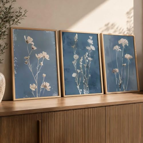 Image of kotart Floral Art Home Decoration For Wall Decor | Aesthetic Paintings With Frame For Living Room Bed Room Hotel Wall Decor Digital Reprint Set of 3 (10X13 inch)