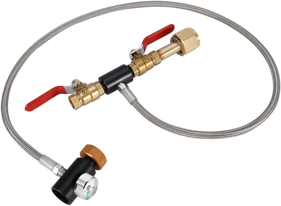 Cikonielf CGA-320 Co2 Cylinder Refill Adapter With Hose for Filling Soda Tank Co2 Refill Adapter With Hose Maker Tank Cylinders Or Cartridges (36Inch/With Gauge)