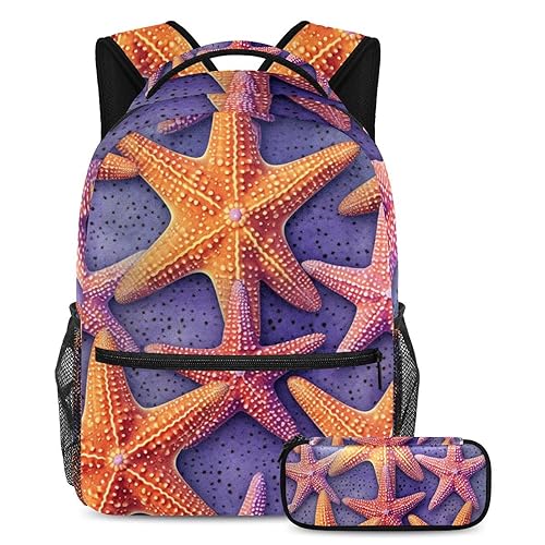 Sac à dos étoile de mer cartable fille garçon grand sac de voyage ado avec trousse #03