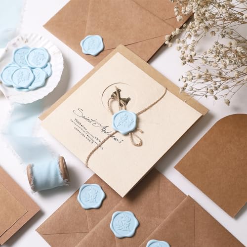 image for UNIQOOO Wax Seal Stickers - Eucalyptus Wedding Invitation Envelope Sea