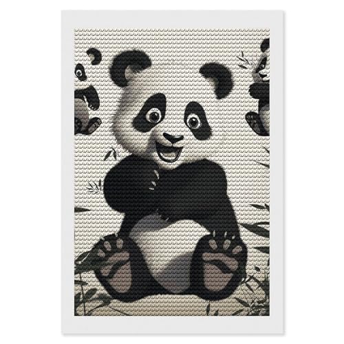 Kit de peinture diamant 5D panda ludique broderie diamant strass ronds pour déco murale