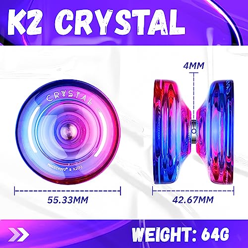 magicyoyo k2 crystal responsive yoyo for kids 8-12 professional fingerspin trick yo yo for advanced dual purpose mode with unresponsive bearing12 yo yo stringsyo-yo case bag pink purple gradient