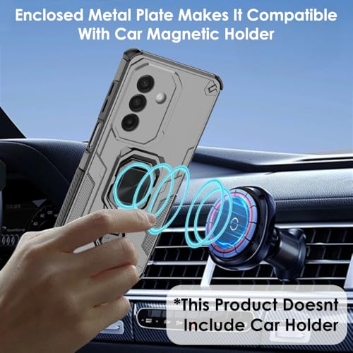 Image of TheGiftKart Tough Armor Bumper Back Case Cover for Samsung Galaxy M17 5G / A17 5G / F17 5G | Ring Holder & Kickstand in-Built | 360 Degree Protection Back Case Cover (PC & TPU, Silver)