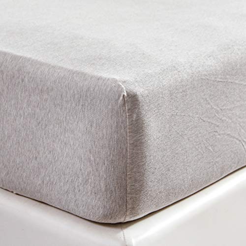 PURE ERA Jersey Knit Cotton Fitted Bottom Sheet ONLY (No Flat Sheet or Pillow Cases) Deep Pocket Up to 15 to 20 Ultra Soft Comfy Breathable Beige King