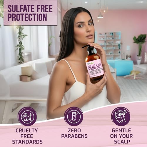Image of Color Safe Shampoo - Sulfate Free for Color Treated Hair - Moisturizing and Nourishing Care - Paraben Free, Color Protecting Formula - Professional Salon Grade Quality for Men and Women - 16 Fl Oz