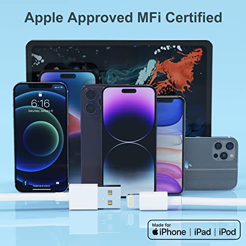 6Pack(3/3/6/6/6/10 Ft)[Apple Mfi Certified] Iphone Charger Long Lightning Cable Fast Charging High Speed Data Sync Usb Cable Compatible Iphone 14/13/12/11 Pro Max/Xs Max/Xr/Xs/X/8/7/Plus Ipad Airpods #TOP6