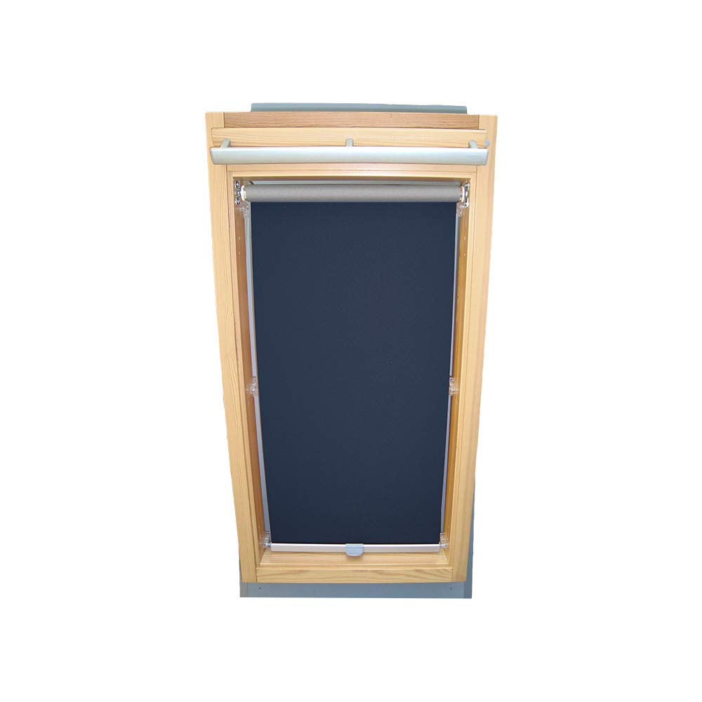 Rollo für VELUX Dachfenster THERMO Alu-Rückseite Dachfensterrollo für TYP VL Y/VU Y/VKU - Y45 - Farbe Blau - mit Haltekrallen
