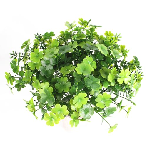 5 PCS Artificial Shamrock Flower Bush Fake Clover Plants for St Patricks Day, Irish Themes and Saint Paddy's Displays Home Office Garden Decoration
