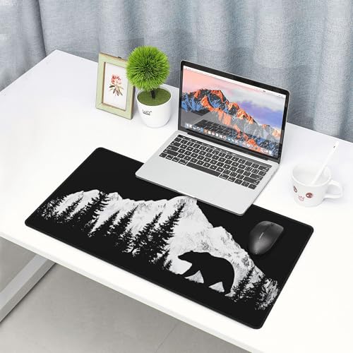 Image of Forest Bear Extended Gaming Mouse Pad, with Stitched Edges Large Mouse Pad Desk Protector, Rubber Base Mousepad Keyboard Mouses Mat for Work Game Office Home- 32 inch X 12 inch Inch,E50