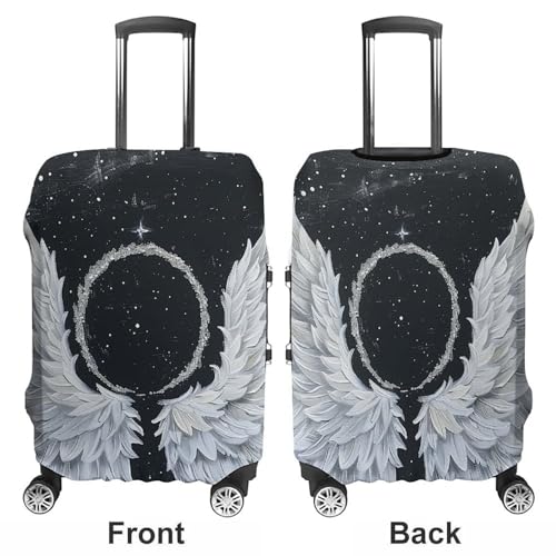 Travel Luggage Cover Elastic Suitcase Protector Anti-Scratch Washable White Wings with Halo Luggage Sleeve Tsa Approved Carry on Covers Baggage Cover Fits 18-32 Inch Luggages3