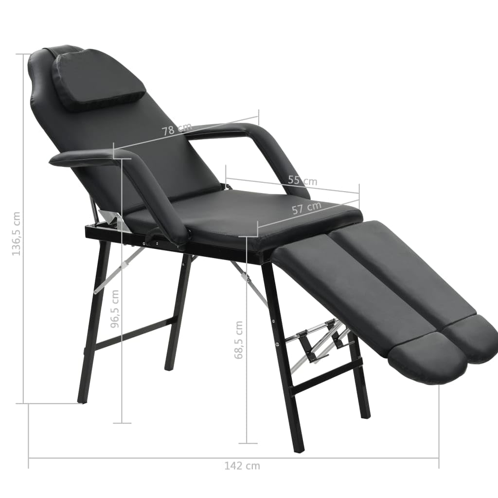 Refined Kosmetikliege Massageliege Massagebank Behandlungsstuhl Tragbarer Kosmetikstuhl Kunstleder 185x78x76 cm Schwarz