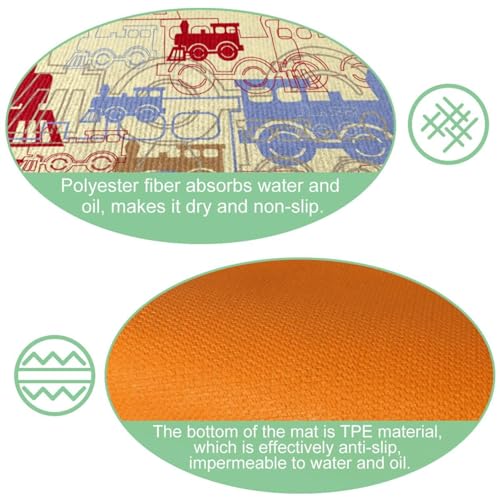 Alfombrillas de cocina retro de vapor lavables en pack de 2 piezas 6
