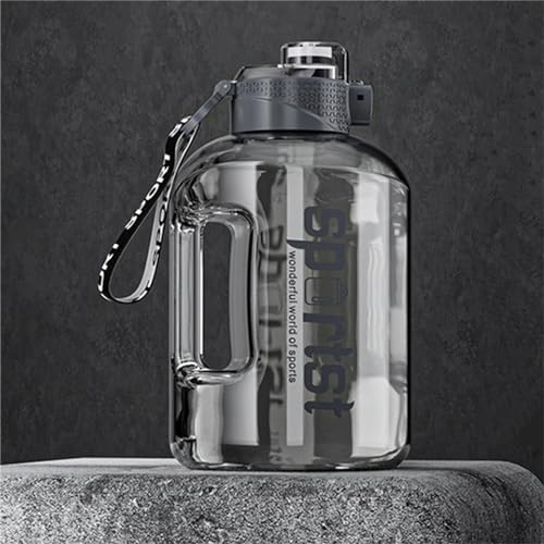 Bouteille d'eau 1700ml grise avec paille et poignée intégrée
