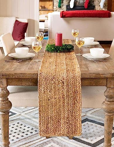 Image of Unique Loom Braided Jute Collection Area Rug - Dhaka (1' 2 inch x 8' Table Runner, Natural)