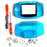 Housing Shell Case Cover Replacement for Nintendo Gameboy Advance for GBA with Conductive Rubber Pad Screwdriver - Clear Blue