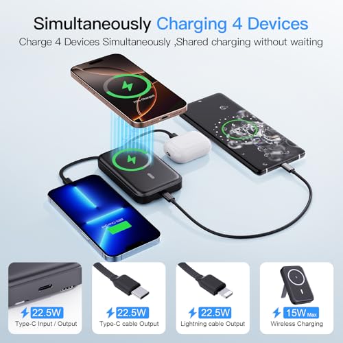 VTIAEK 16800mAh Magnetic Power Bank with Built-in Cables for iPhone Series - image 4