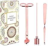 burtok 3-IN-1 Kerzenzubehör Set – Elegantes Edelstahl-Kerzenpflegewerkzeug mit Kerzenlöscher, Dochtschere und Dochtzieher, Kerzenliebhaber (Roségold)