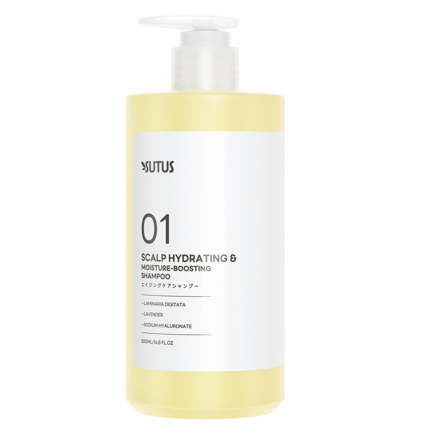 SUTUS hydrating shampoo (500ML/16.8FL Oz) for Dry & Dehydrated Hair, with Hyaluronic Acid Complex, Paraben-Free, Dewy Lily of the Valley Scent