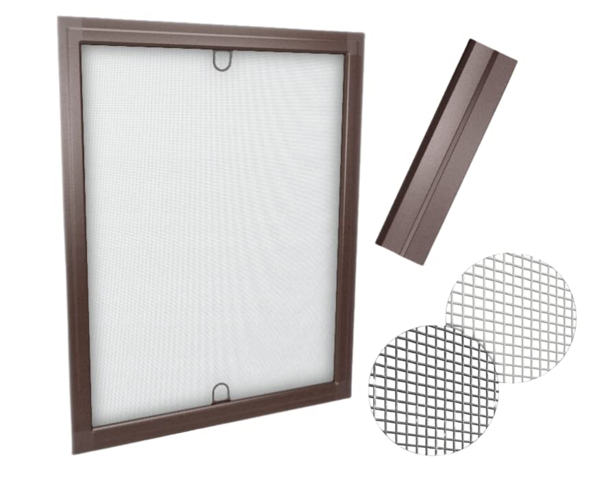 time4blinds Mosquitera de Fibra de Vidrio con Perfil de Aluminio, Mosquitera de Malla para Ventanas, mosquitera acortable Individualmente – 60x150cm – Marco Marrón