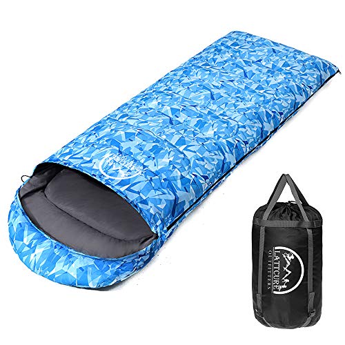 LATTCURE Sac de Couchage Adulte Sleeping Bag Extérieur Professionnel Sac de Couchage Duvet Grand Froid Imperméable pour Camping Excursion Randonnée (Bleu)