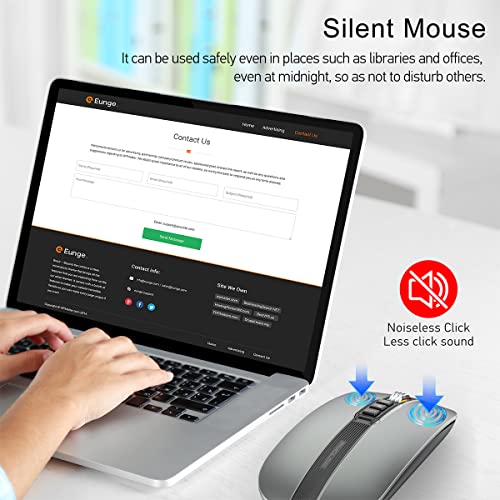 Fmouse Bluetooth Mouse For Laptop,Slim & Silent Wireless Travel Mice Usb C Rechargeable 2400 Dpi Dual Mode With Usb Receiver(Grey) #TOP2
