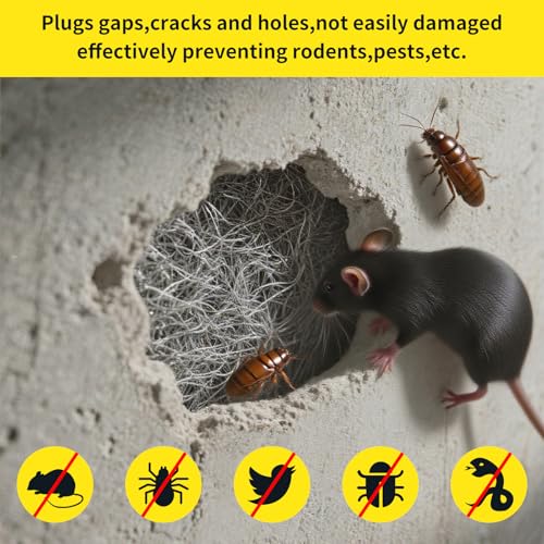 3 Rollen Stahlwolle Gegen Mäuse，000# Stahlwolle 70mm X 10.5M, für Löcher und Wand Risse, Haus, Garage