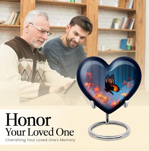 Image of Butterfly Urn Small Keepsake Urn for Burial 1 Large & 1 Small | Large Cremation Urns for Ashes Adult Male & Female, Human Remains Urns