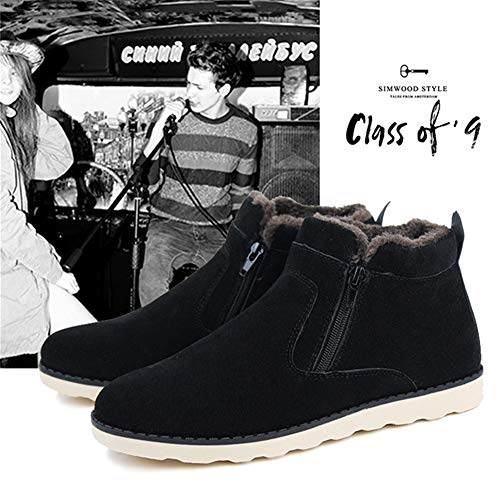 LEADER SHOW ® Men's Winter Fur Lined Snow Boot Side Zipper Ankle High Warm Shoe4