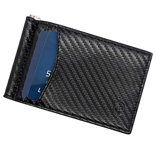 bryker hyde rfid blocking slim minimalist id outside front pocket wallet money clip 9 slots leather black carbon fiber