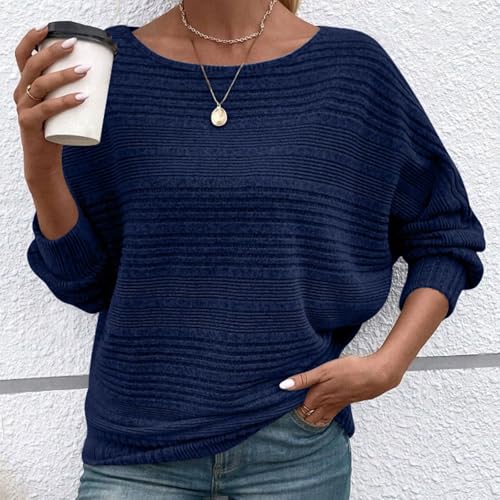 Women's Soft Solid Batwing, Inauguratei Women's Soft Solid Batwing Sleeve Pullover Long Sleeve Top, Tunic Pullover Sweaters2