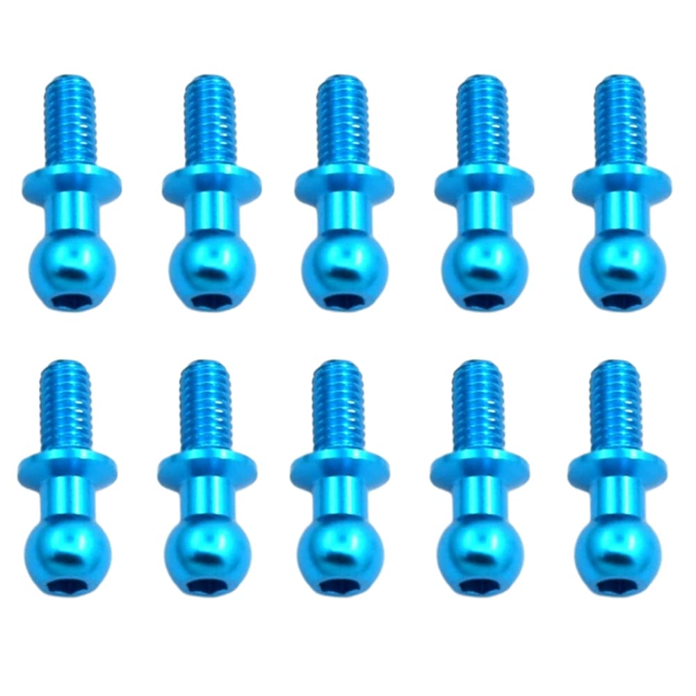 M3 Metal Hex Ball Head Screws Compatible with Tamiya TT01 TT02 Sakura D5 1/10 RC Drift Car Spare Parts 10PCS Blue